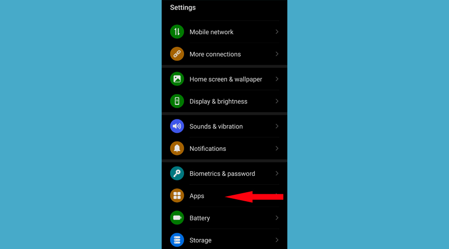 Android settings shows apps