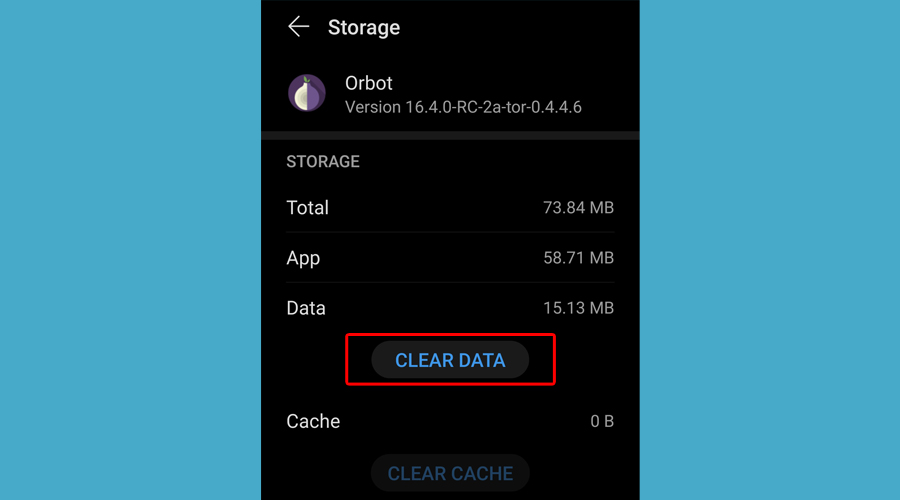 Android shows clear data Orbot