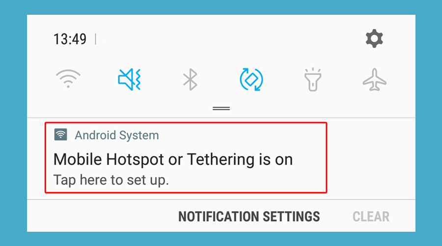 Android shows set up mobile hotspot notification
