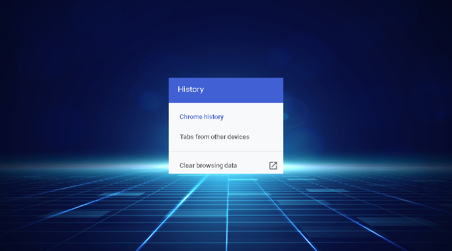 Chrome History displays clear browsing data