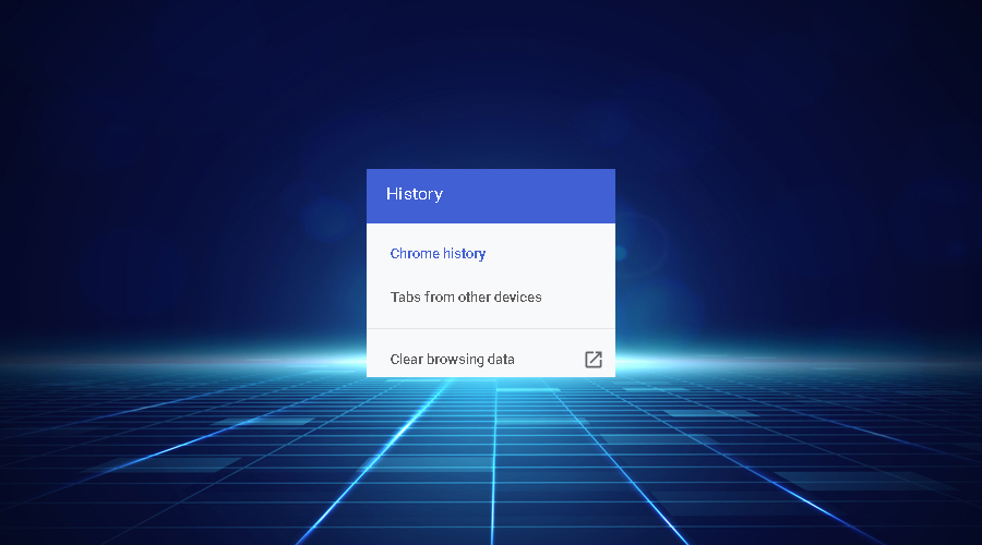 Chrome History shows clear browsing data