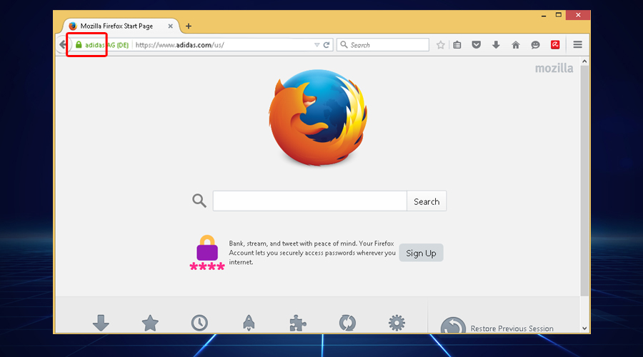 user checks if Firefox blocked parts of the website