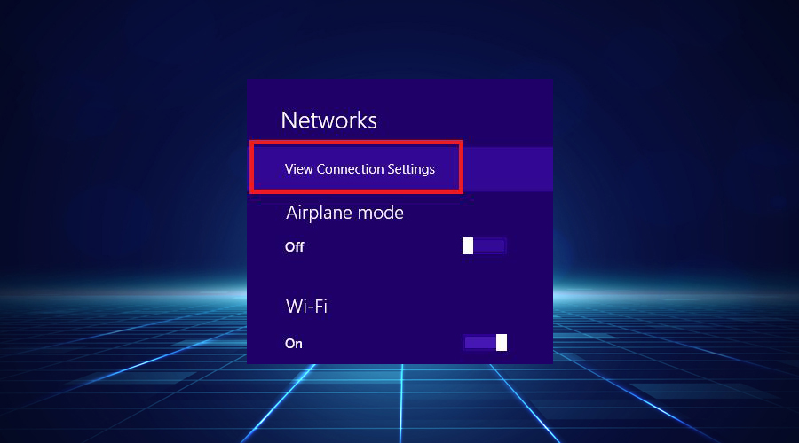 Windows View Connection Settings