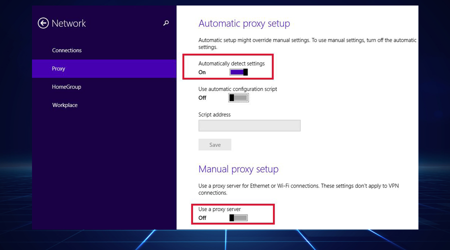 Windows automatic proxy setup