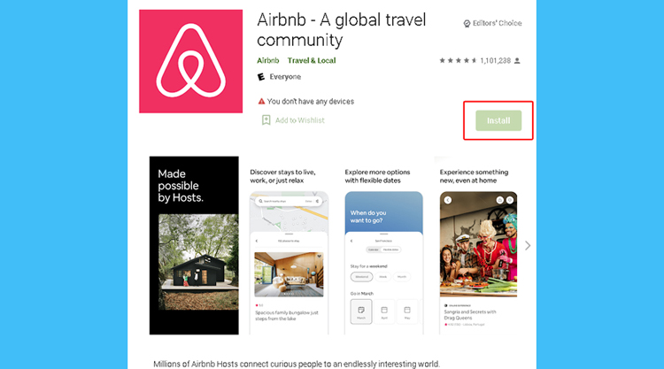 Android-reinstall-airbnb-app
