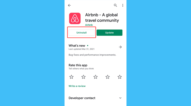 Android uninstall airbnb app
