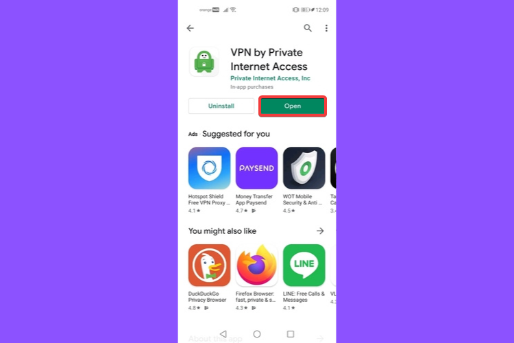 Play Store shows open Private Internet Access