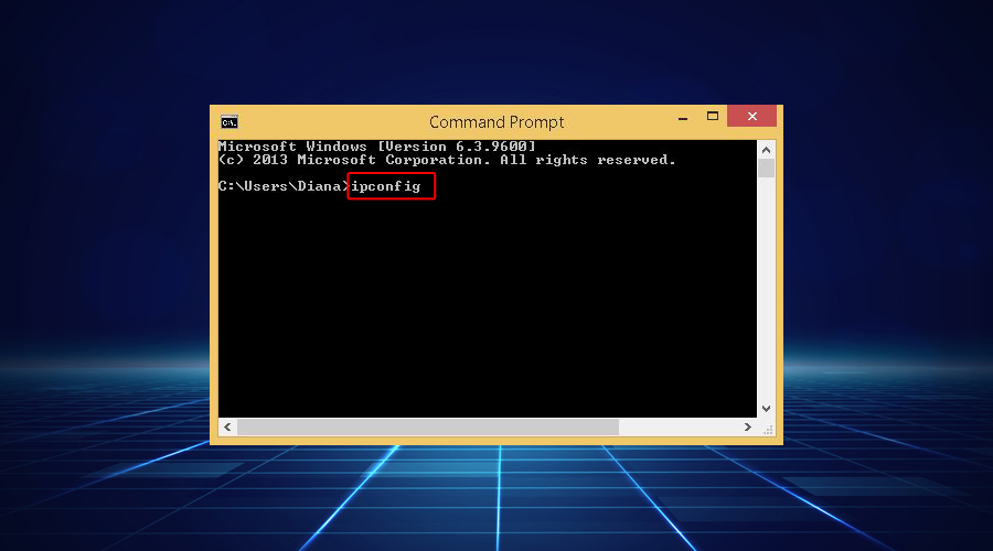 Windows shows command prompt ipconfig