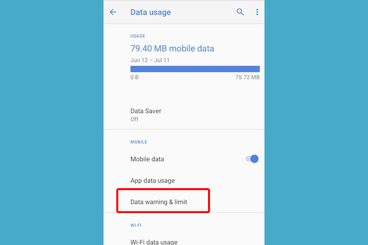 android data warning and limit