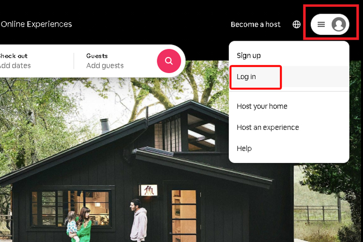 log in airbnb