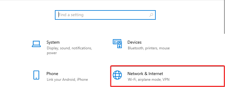 Windows 10 settings network & internet