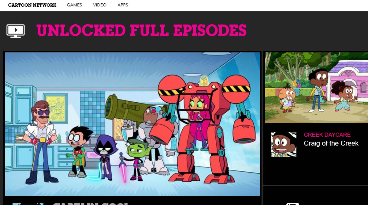 Cartoon Network unlocked full episodes