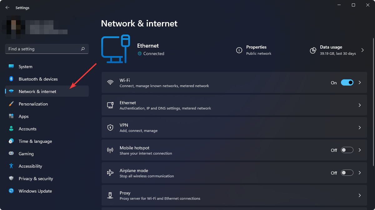 going network internet win11 settings