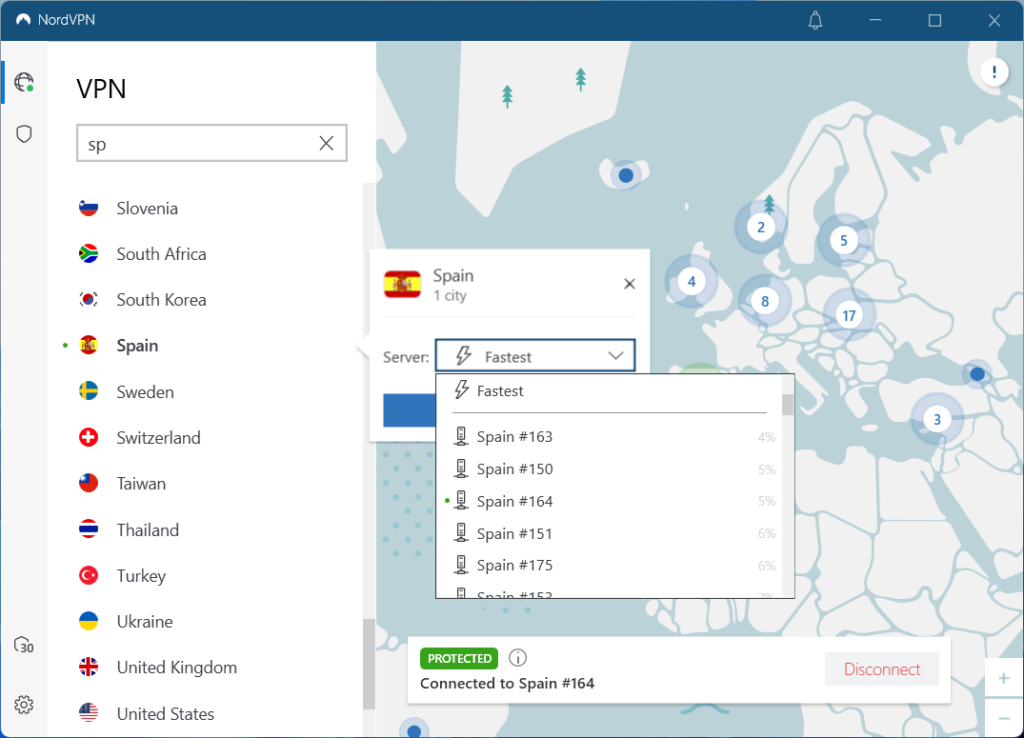 nordvpn spain servers