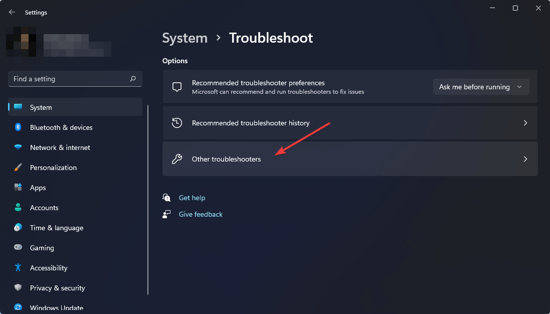 clicking other troubleshooters win11 settings