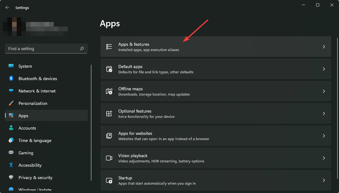 going apps and features win11 settings
