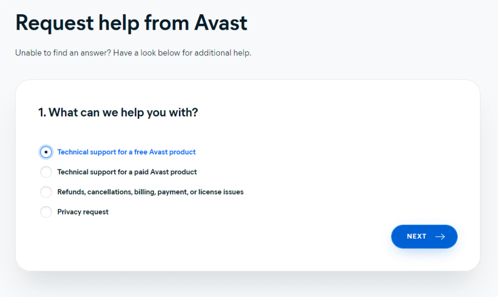 requesting avast for help