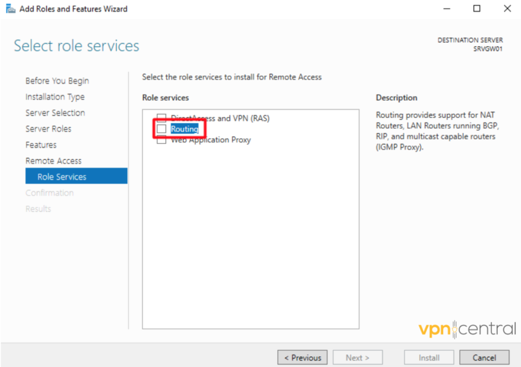 Role services routing