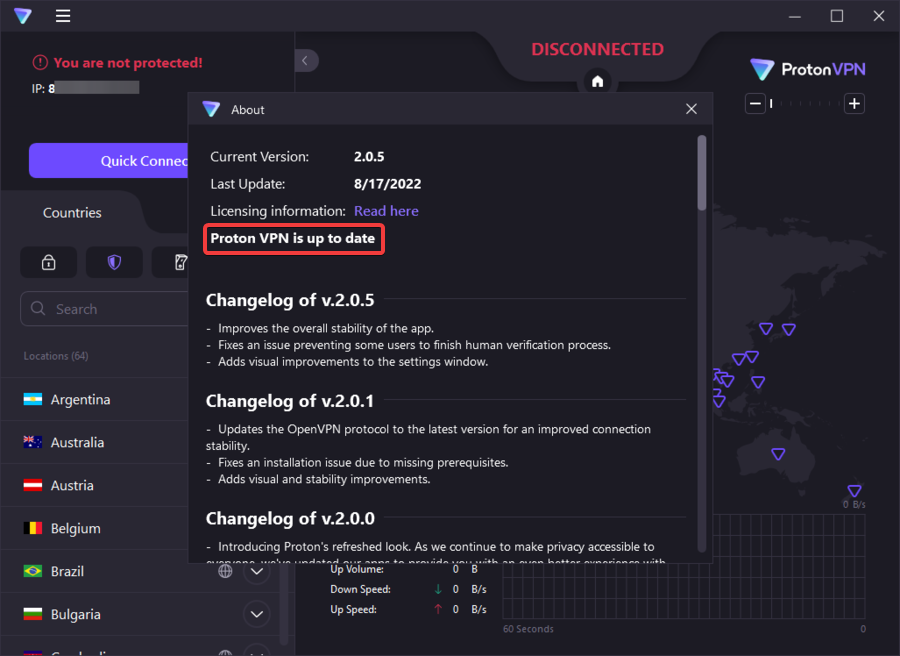 ProtonVPN is up to date