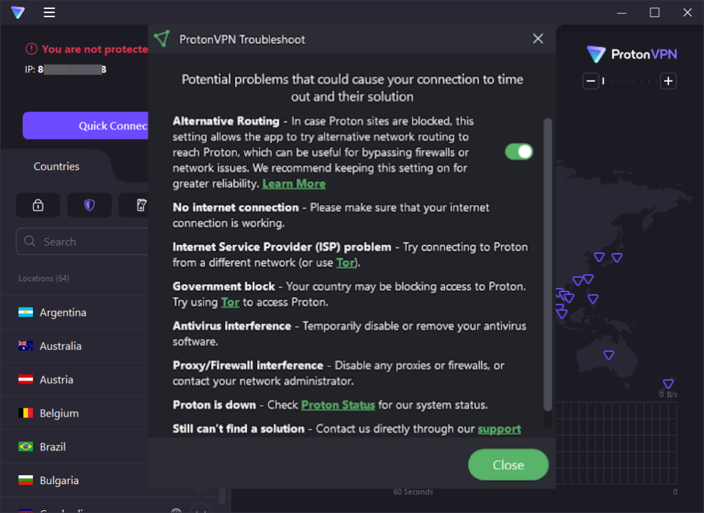 ProtonVPN troubleshooting