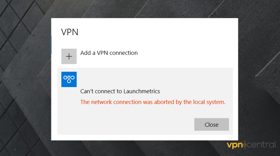 the network connection was aborted by the local system error