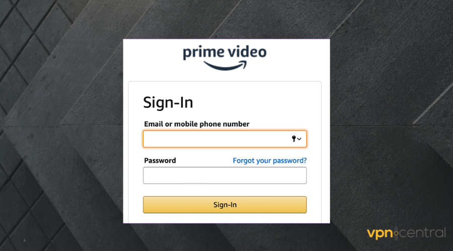 Amazon Prime video login