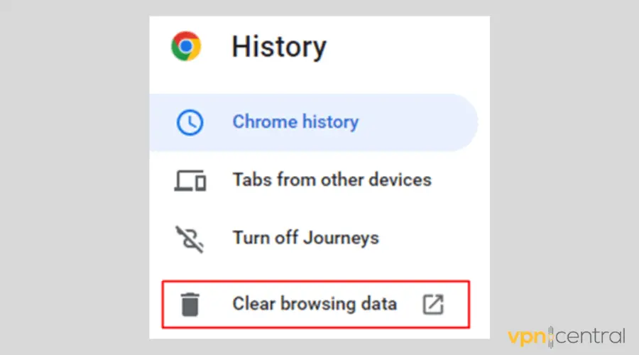 Chrome History tab