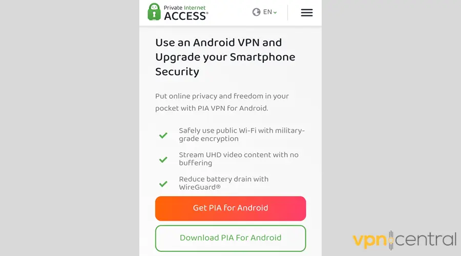 Get PIA for Android
