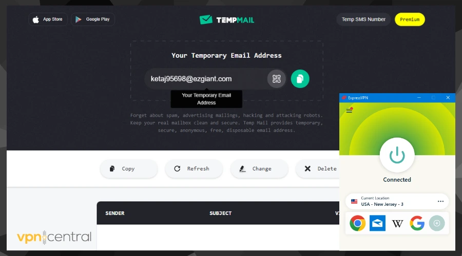 temp mail with expressvpn
