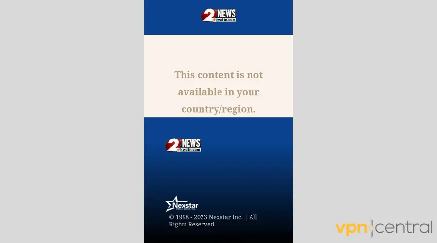 "This content is not available in your country/region" WDTN error message