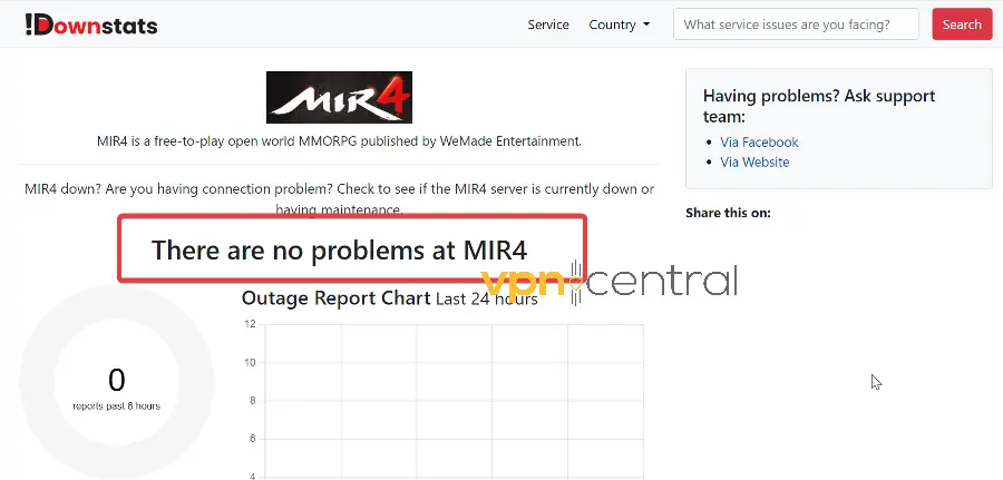 checking mir4 outage on downstats