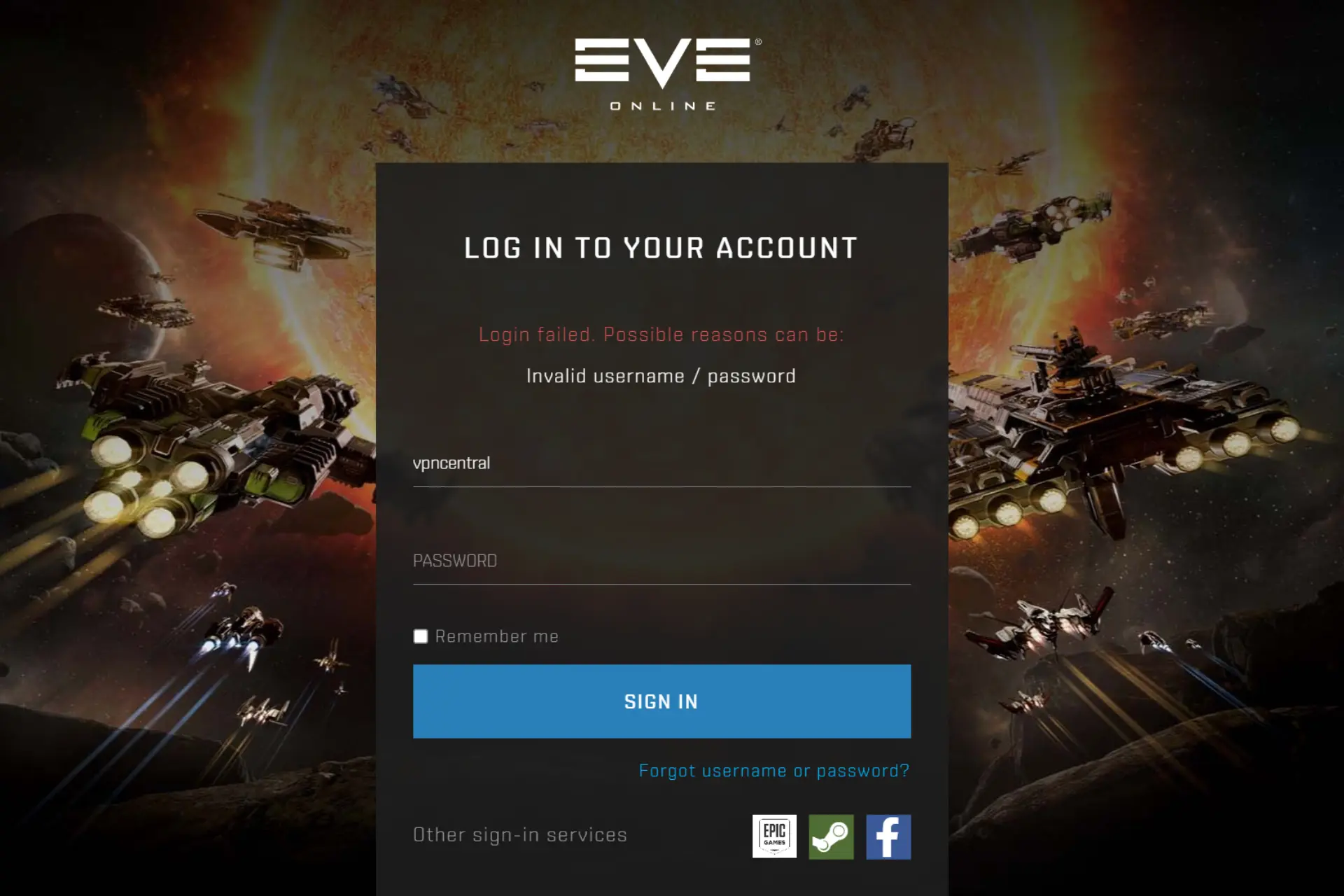 eve online login issues