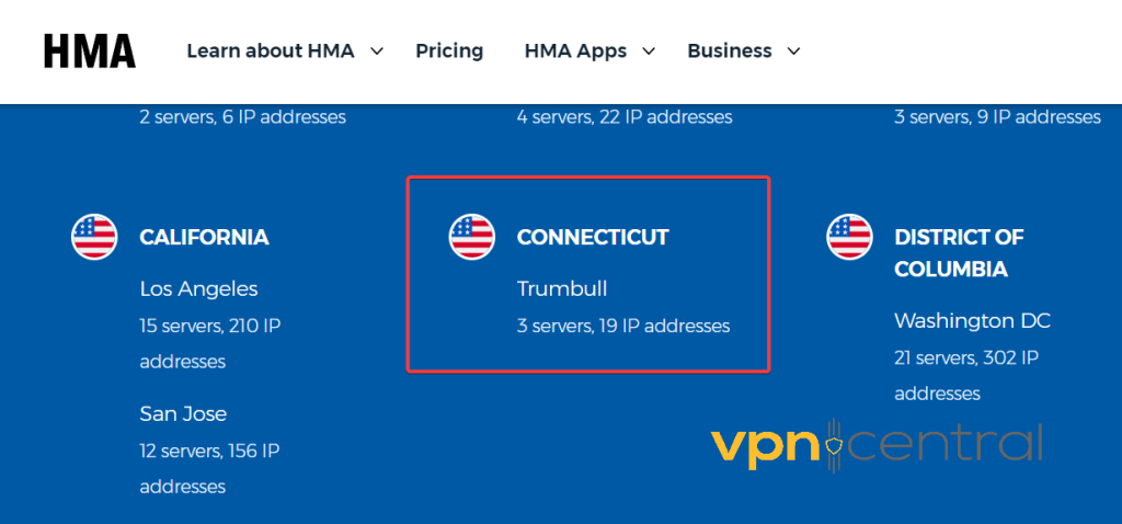 hma vpn with servers in connecticut