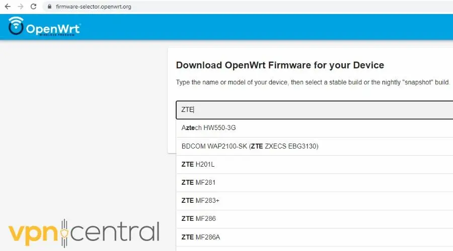 download openwrt on your device