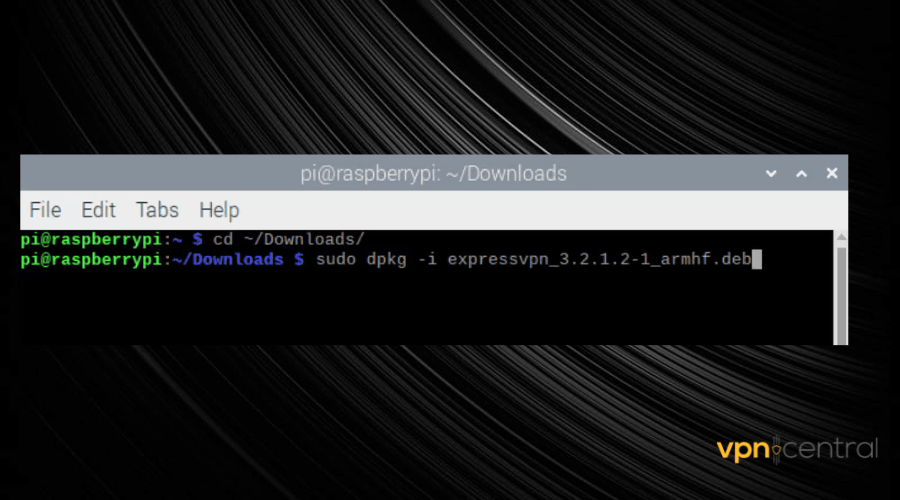 expressvpn installation commands in terminal on raspberry pi