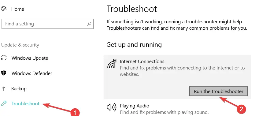 internet connection troubleshooter windows 10