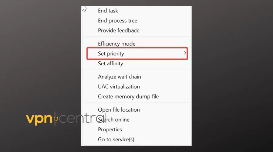 task manager set app priority