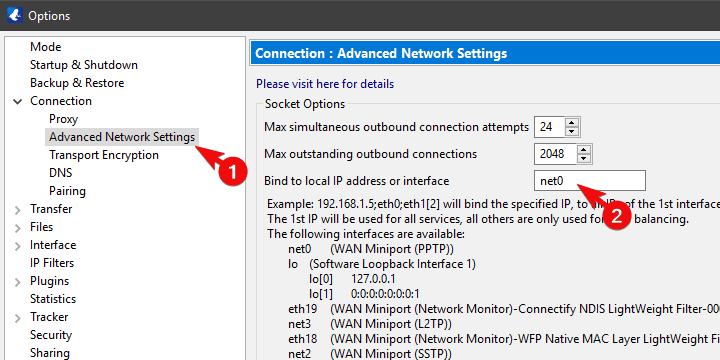 vuze advanced network settings