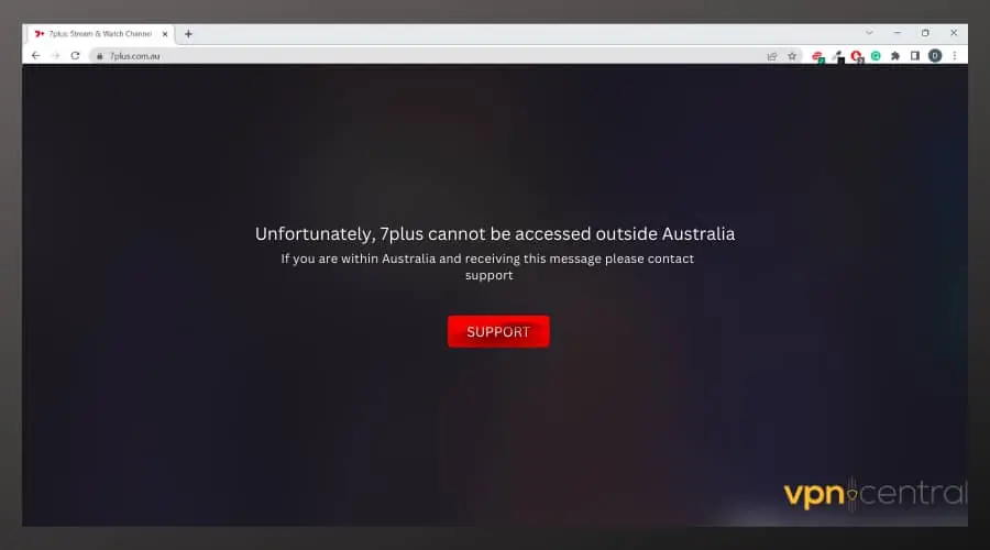 7plus not available outside australia