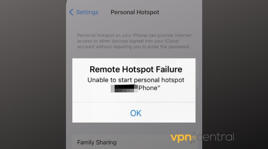 iphone hotspot vpn not working