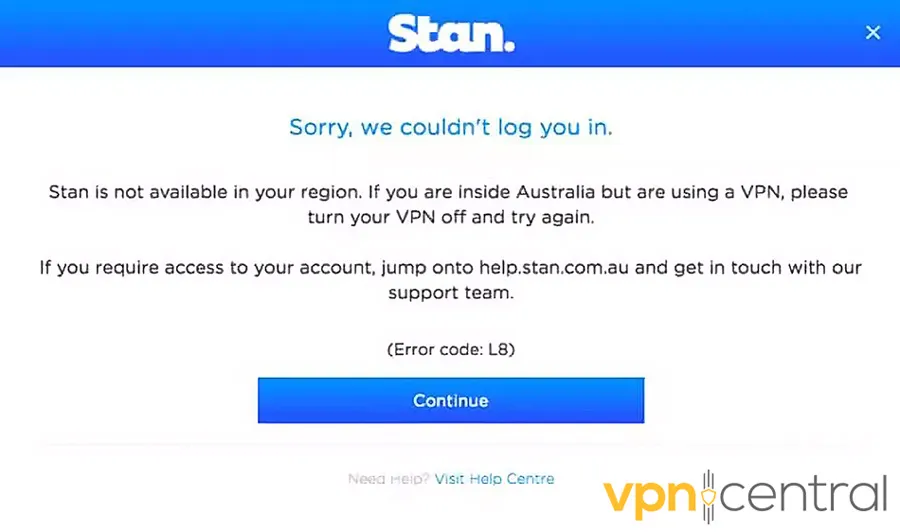 Stan Geo-restriction error