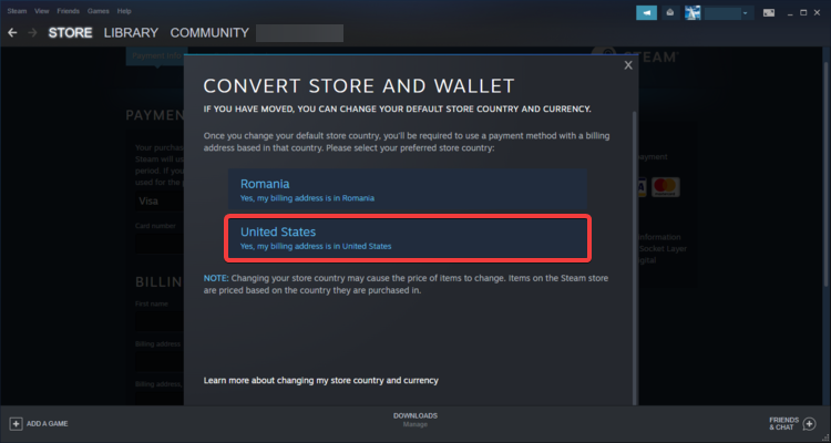 steam convert store and wallet