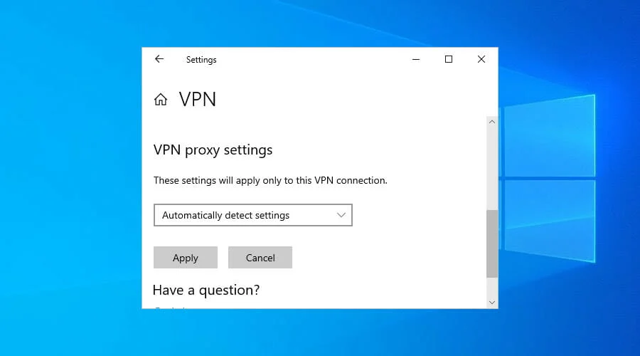 Windows 10 VPN proxy