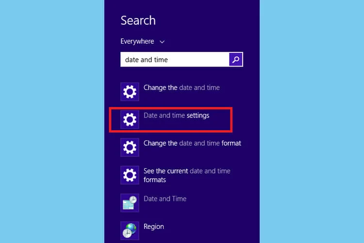 windows search date ant time settings