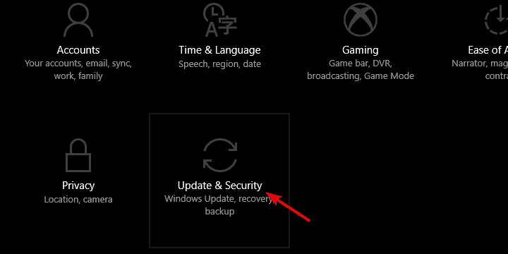 windows update and security settings