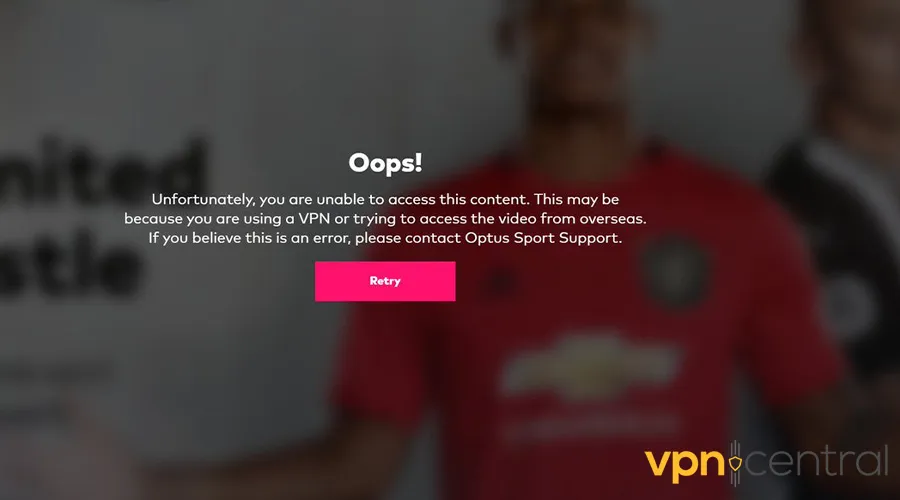 Optus Sport Network Error