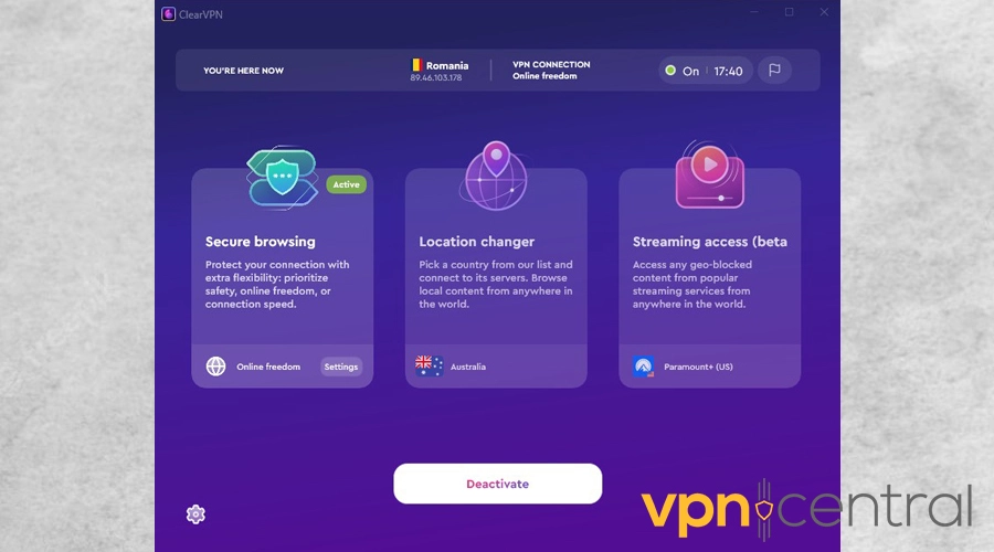 clearvpn 2 connected
