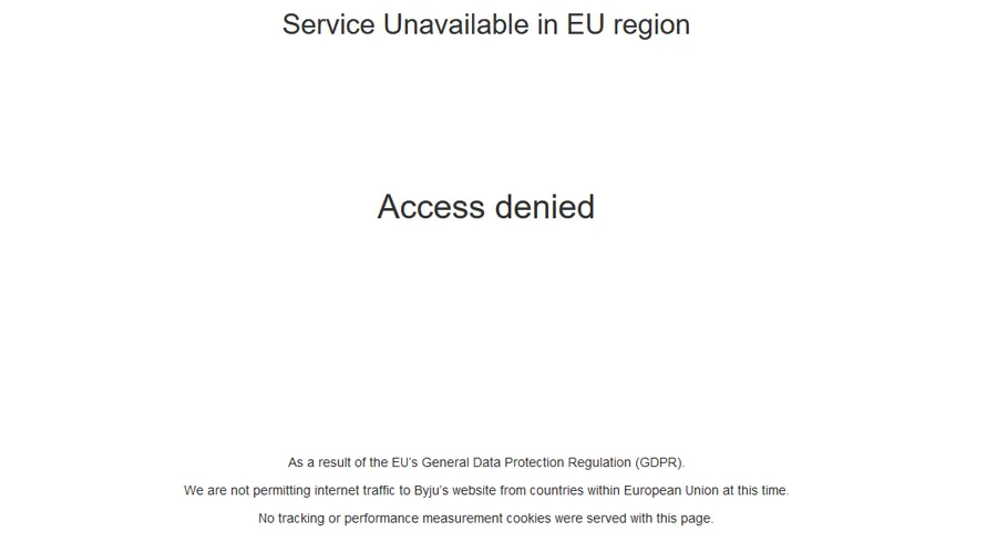service unavailable in EU region