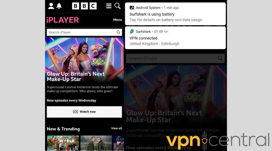 BBC iPlayer working with Surfshark VPN