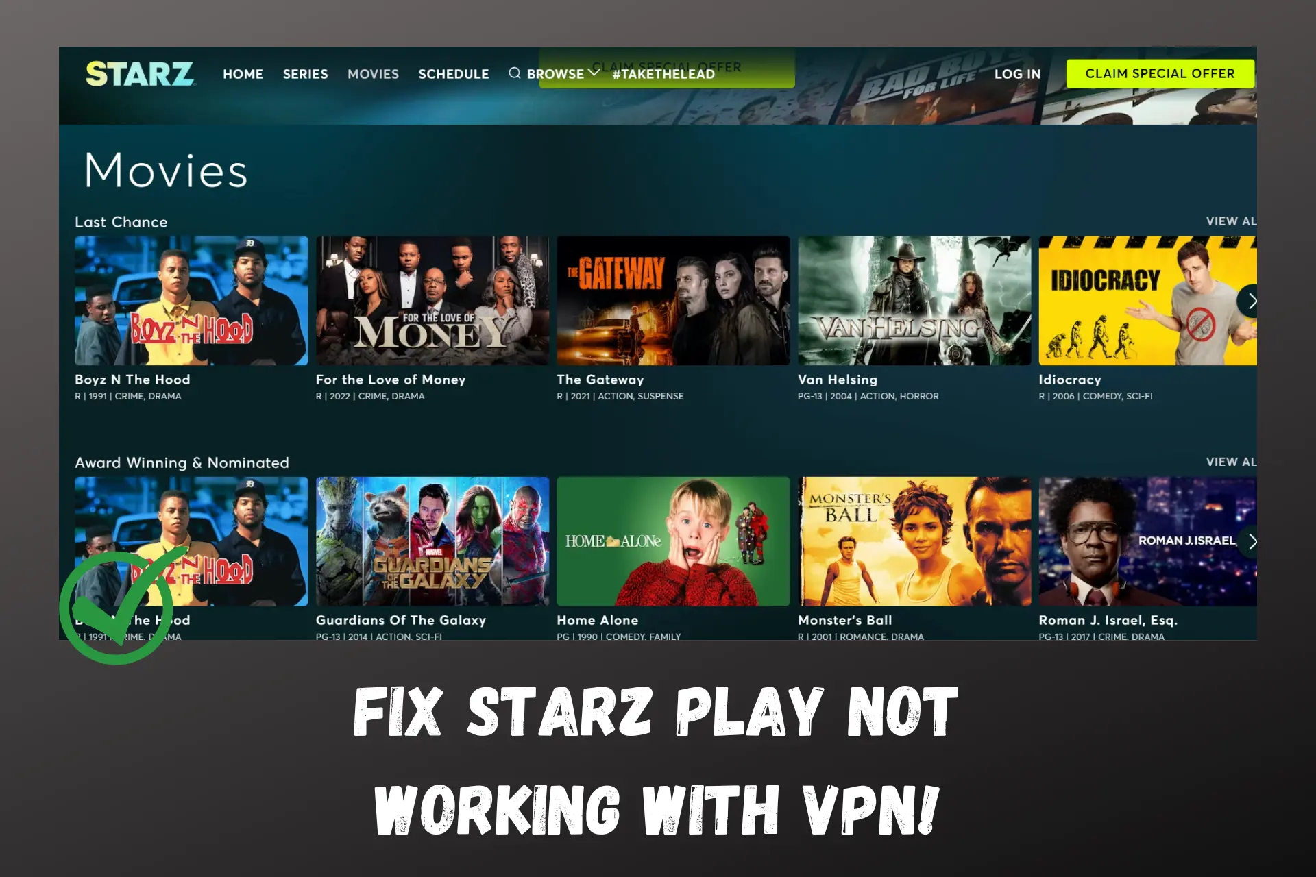 starz play not working with vpn